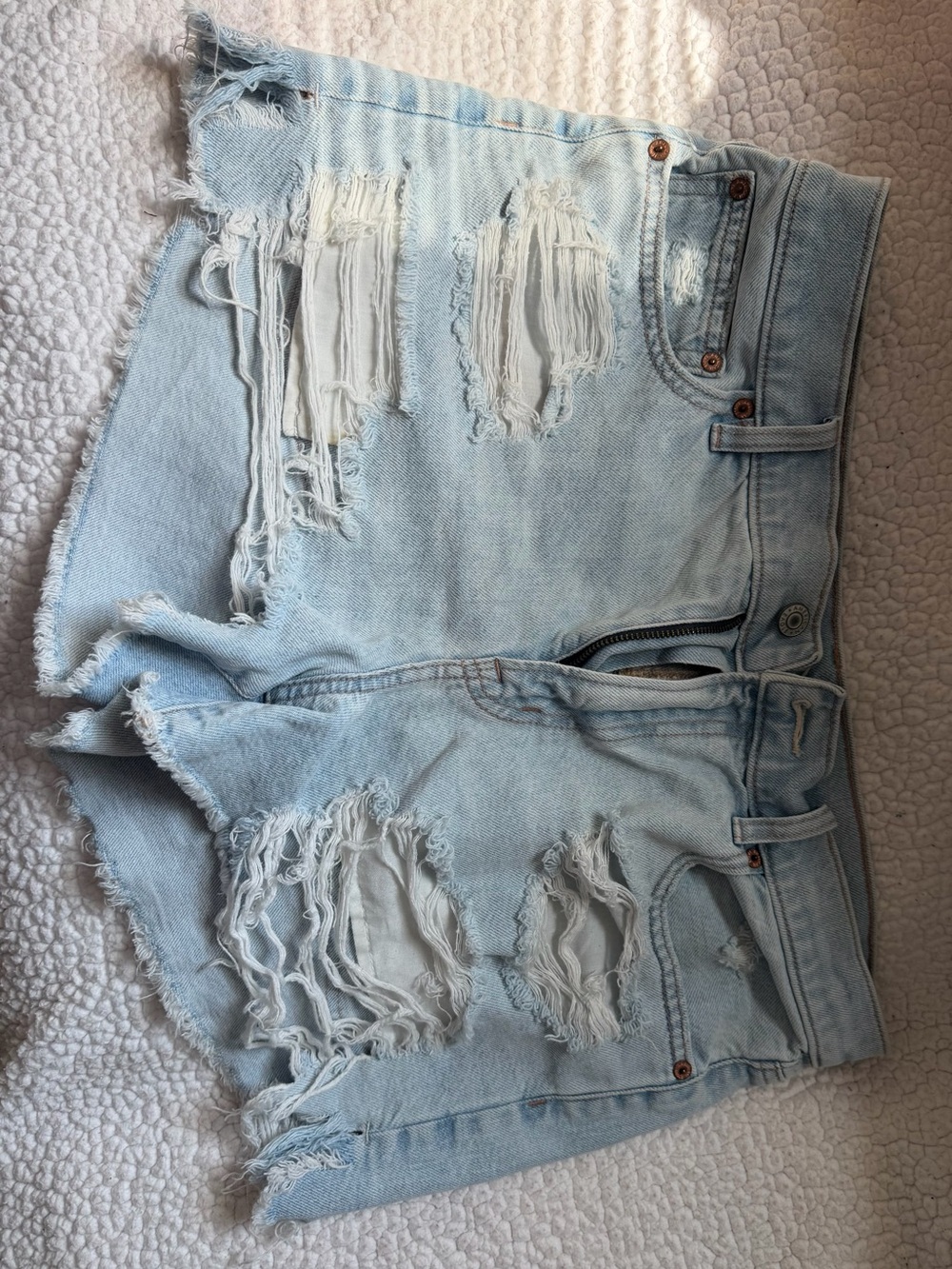 American Eagle Outfitters Light Wash Distressed Denim Shorts